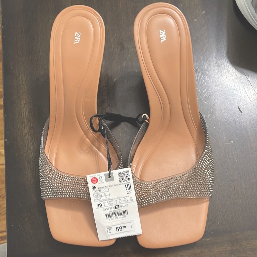 Zara rhinestone slides